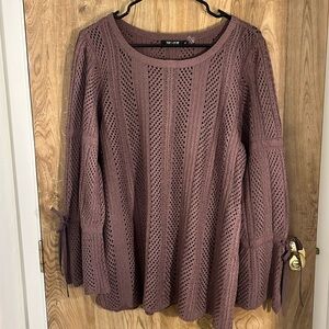 Crochet Knit Longsleeve Purple Top Sweater